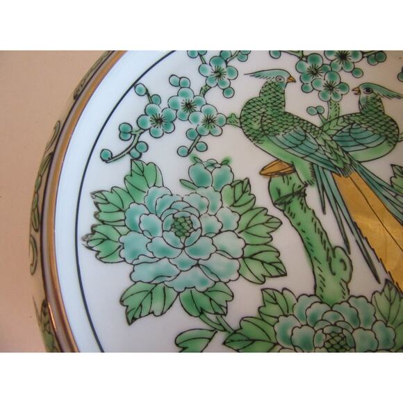 Gold Imari Hand painted Peacock Motif Porcelain Floral Pattern Small Dish - Picture 11 of 13